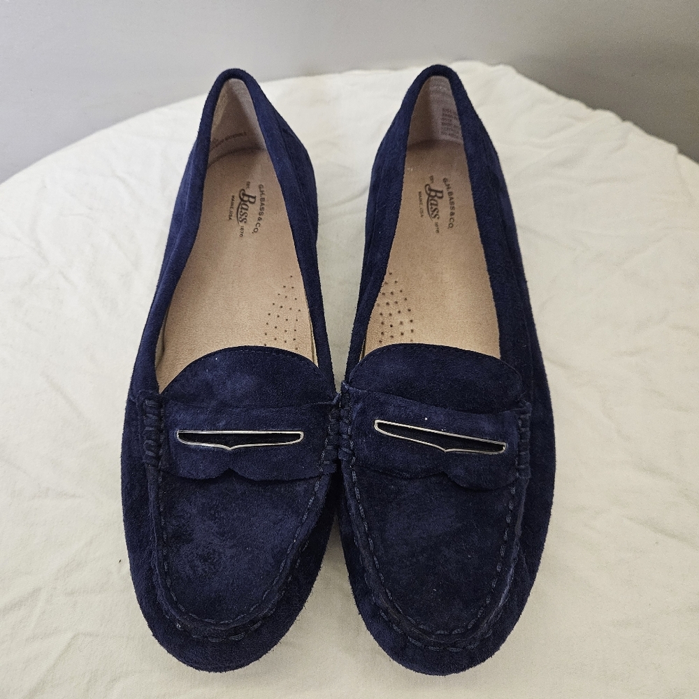 G.H.Bass & Co Navy Suede Moccasins Women Size 9 - Picture 2 of 14
